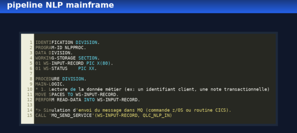 pipeline NLP mainframe